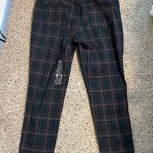 Natural Reflections Black Pants with Pink and Tan Plaid